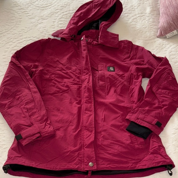 Gently Loved Women’s Carhartt Burgundy Hooded Jacket - Picture 1 of 14